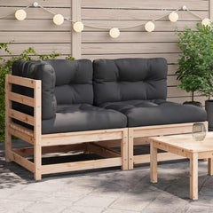Patio Sofa Anthracite Solid pine wood 2-Seater Modular