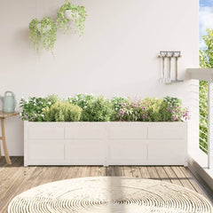 Garden Planter White Solid Pine Wood 70.9x19.7x19.7 in