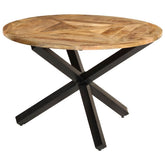 Dining Table Rough Mango Wood, Black Metal Solid Mango Wood, Metal