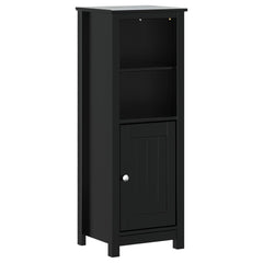 Bathroom Cabinet Black Solid pine wood, engineered wood, metal