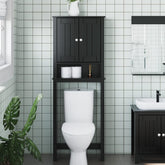 Over-the-Toilet Storage Black Solid pine wood, engineered wood, metal