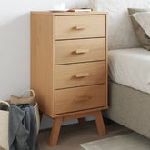 Bedside Cabinet Brown Solid pine wood, engineered wood Medium