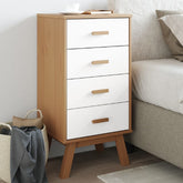 Bedside Cabinet White and brown Solid pine wood and engineered wood
