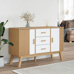 Sideboard White and Brown Solid Pine Wood