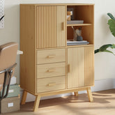 Highboard Brown Solid Pine Wood, Engineered Wood Medium Highboard