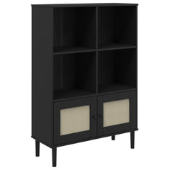 Bookcase Black Solid pine wood Medium Bookcase Rectangular