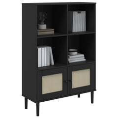 Bookcase Black Solid pine wood Medium Bookcase Rectangular