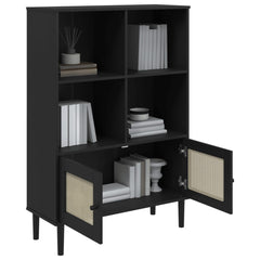 Bookcase Black Solid pine wood Medium Bookcase Rectangular
