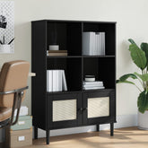 Bookcase Black Solid pine wood Medium Bookcase Rectangular