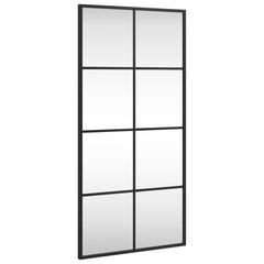 Wall Mirror Black Glass, Powder-coated iron 15.7x31.5 in