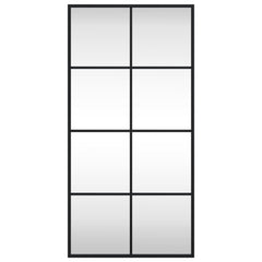 Wall Mirror Black Glass, Powder-coated iron 15.7x31.5 in