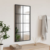 Wall Mirror Black Glass, Powder-coated iron 15.7x31.5 in
