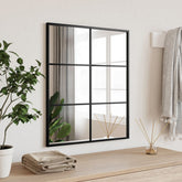 Wall Mirror Black Glass and Powder-Coated Iron 19.7x23.6 in Tough