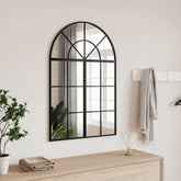 Wall Mirror Black Glass, Powder-Coated Iron 23.6 x 11.8 in