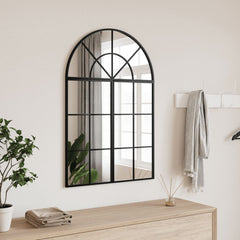 Wall Mirror Black Glass, Powder-Coated Iron 23.6 x 11.8 in