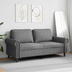 2-seater Sofa Dark Gray Velvet (100% polyester), Metal, Foam