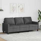 3-seater Sofa Dark Grey 100% Polyester Fabric, Metal, Textilene, Foam
