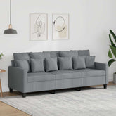 3-Seater Sofa Light Grey 100% Polyester Fabric, Metal, Textilene