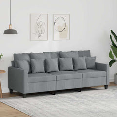 3-Seater Sofa Light Grey 100% Polyester Fabric, Metal, Textilene