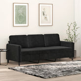 3-Seater Sofa Black Velvet, Metal, Textilene, Foam Large Durable