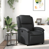 Recliner Chair Black Real Leather Standard Footrest
