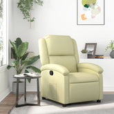 Recliner Chair Cream Real Leather Single Seater Footrest