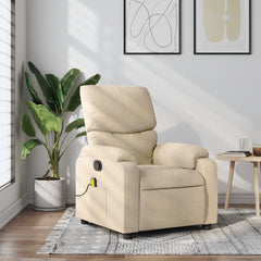 Massage Recliner Chair Cream Polyester fabric, metal, plywood