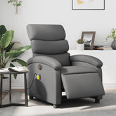 Electric Massage Recliner Chair Grey Faux leather, Metal, Plywood