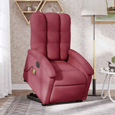 Electric Stand Up Massage Recliner Chair Wine Red Fabric Standard