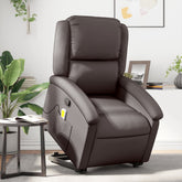 Stand up Massage Recliner Chair Dark Brown Real Leather