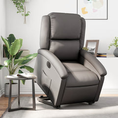 Electric Stand Up Recliner Chair Gray Genuine leather, metal, plywood