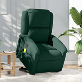 Electric Stand up Massage Recliner Chair Dark Green Velvet