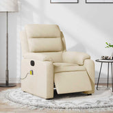 Electric Massage Recliner Chair Cream Polyester, Foam, Metal, Plywood