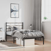 Metal Bed Frame Black Steel 39.4 x 74.8 in Metal Bed Frame