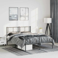 Metal Bed Frame Black Powder-Coated Steel 59 x 79 in King Size