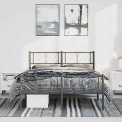 Metal Bed Frame Black Powder-Coated Steel 59 x 79 in King Size