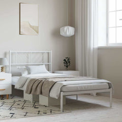 Metal Bed Frame White Steel Single Metal Bed Frame Rectangular