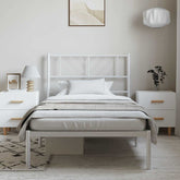 Metal Bed Frame White Steel Single Metal Bed Frame Rectangular