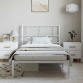 Metal Bed Frame White Powder-Coated Steel Twin Bed Frame