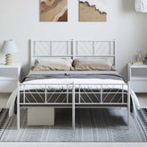 Metal Bed Frame White Powder-coated steel King Size