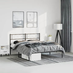 Metal Bed Frame Black Steel 53 x 74.8 in Metal Bed Frame