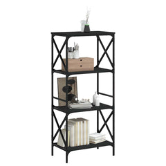 Bookcase Black Engineered wood, metal 23.2x13.8x52.0 in