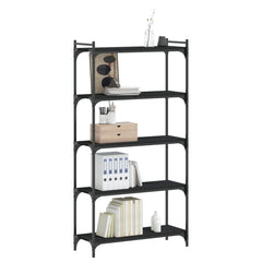 Bookcase Black Engineered wood 5-Tier Adjustable Feet