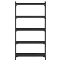 Bookcase Black Engineered wood 5-Tier Adjustable Feet
