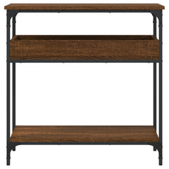 Console Table Brown Oak Engineered Wood, Metal Adjustable Feet
