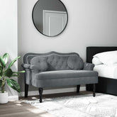Bench Dark Grey Velvet (100% polyester), plywood, solid rubber wood