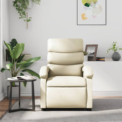 Recliner Chair Cream Faux leather with metal and plywood frame