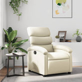 Recliner Chair Cream Faux leather with metal and plywood frame
