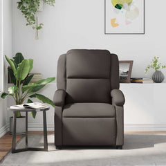Recliner Chair Dark Brown Real leather, Metal, Plywood Medium