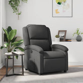 Recliner Chair Grey Real leather, metal, plywood Single